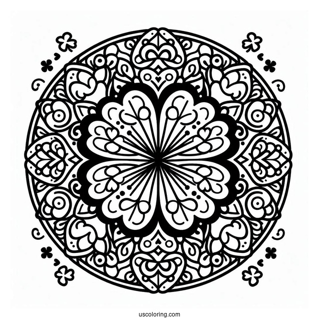 St. Patrick's Day Coloring Page Of Simple Clover Mandala