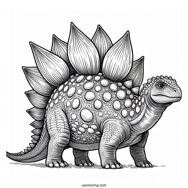 Stegosaurus Coloring Page With Detailed Skin And Dermal Plates