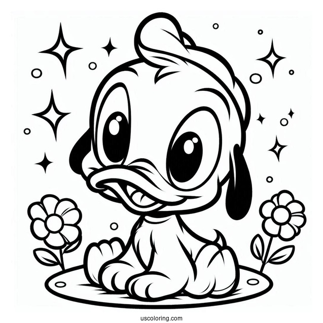 Baby Pluto Coloring Page With Baby Donald Duck