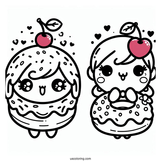 Super Cute Donut Kawaii Coloring Sheet For Kids