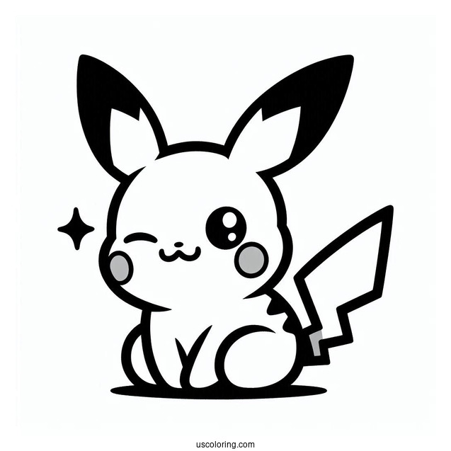 Winking Pichu Coloring Page For Kids