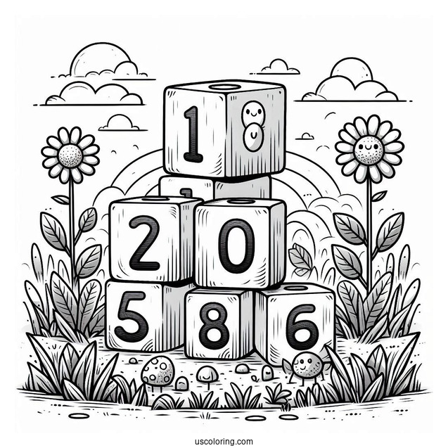Numberblocks Coloring Page 1 to 10 Standing In Field