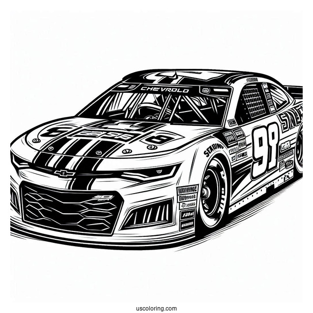 Dale JR Chevrolet Camaro NASCAR Coloring Page