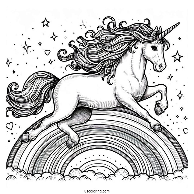 Realistic Looking Unicorn Galloping On a Rainbow