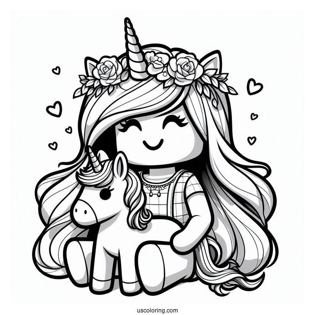Roblox Girl Skin With Baby Unicorn Coloring Page