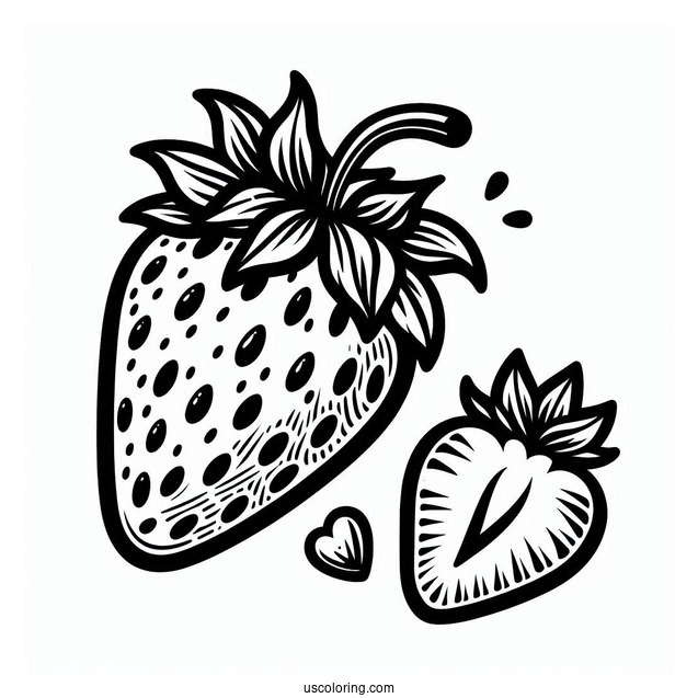 Simple Strawberry Coloring Sheet For Kids