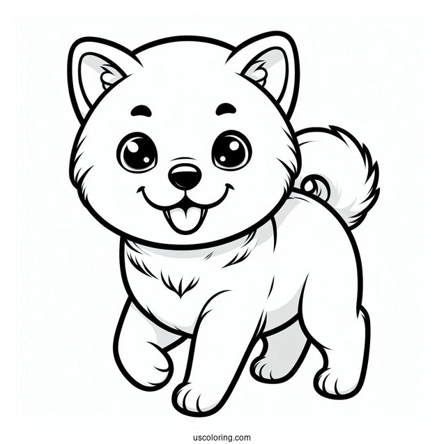Cute Shiba Inu Puppy Smiling Coloring In