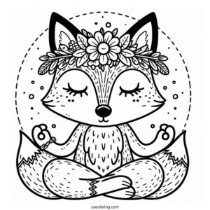 Meditating Fox With A Flower Crown
