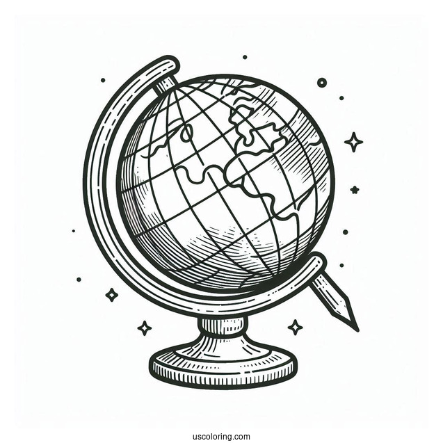 Easy Globe On A Dowel Coloring Page