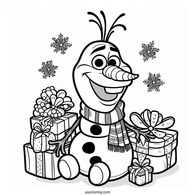 Christmas Themed Olaf Coloring Page