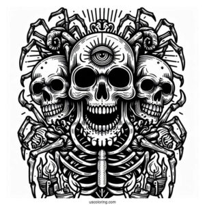Detailed Danger Skeleton Coloring Page