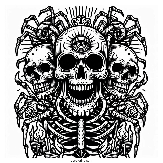 Detailed Danger Skeleton Coloring Page