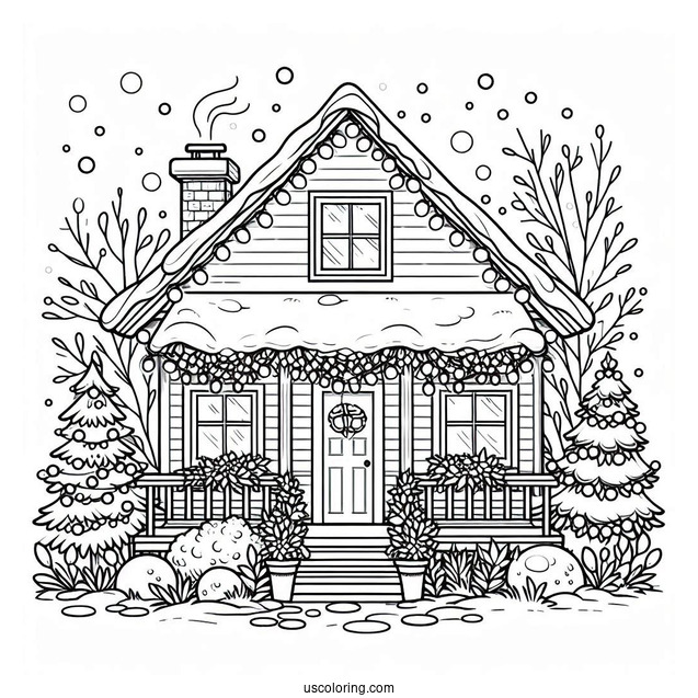 Christmas Lights On House To Color