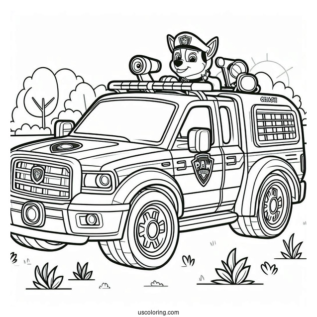 Coloring Page Of Chase In Police Truck