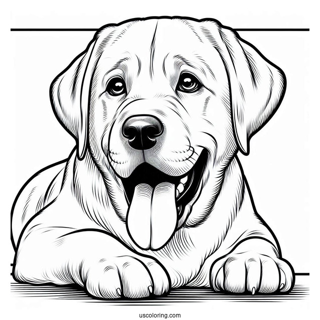 Coloring Sheet Of Labrador Retriever With Tongue Out