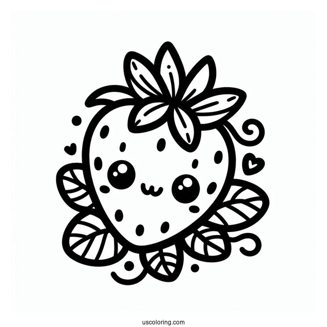Simple Strawberry Coloring Sheet For Kids