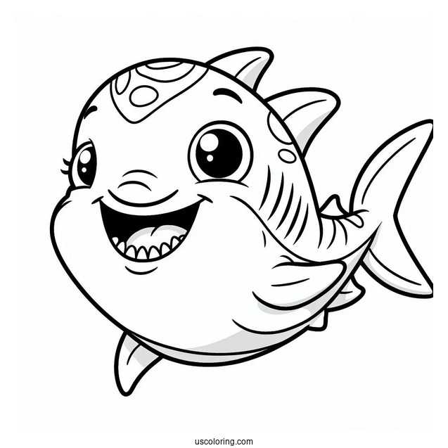 Baby Shark Coloring Page With William For Preschoolers