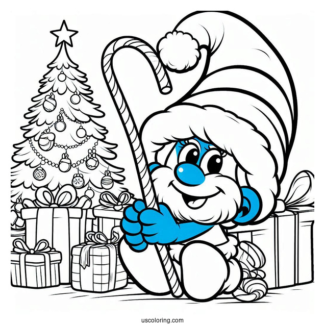 Santa Smurf With Christmas Candy Canes