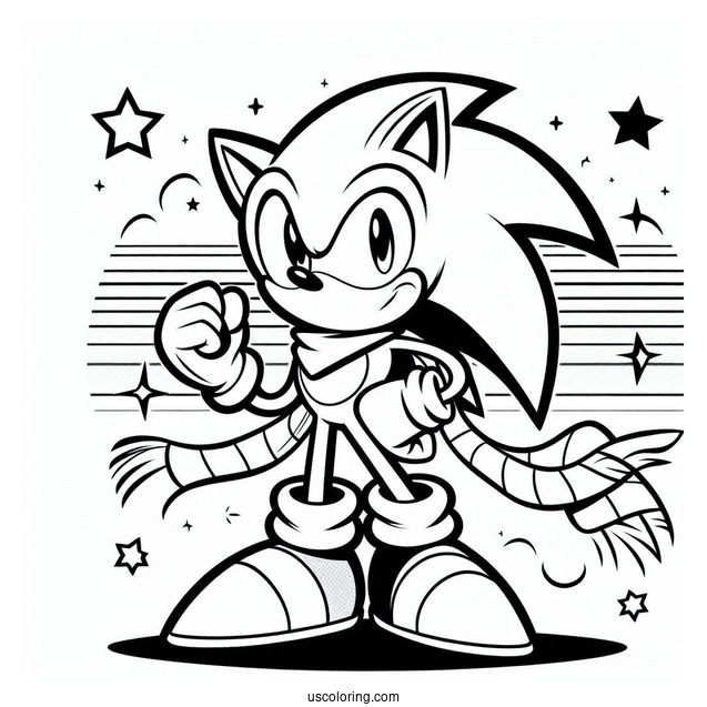 2D Retro Sonic Coloring Page