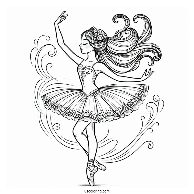 Ballerina With Long Hair Dancing