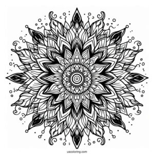 Complex Sun And Flower Mandala Coloring Sheet