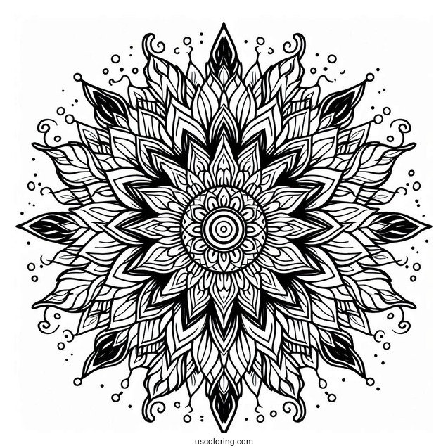 Complex Sun And Flower Mandala Coloring Sheet