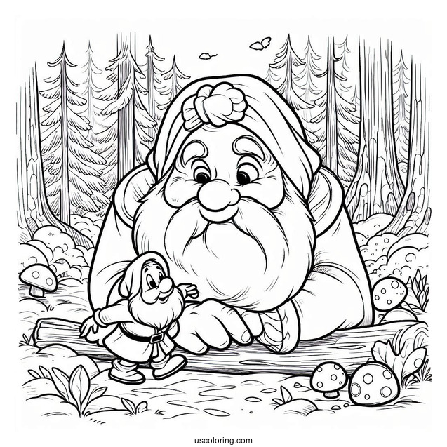 Snow White Coloring Pages Of Grumpy Dwarf In The Forest