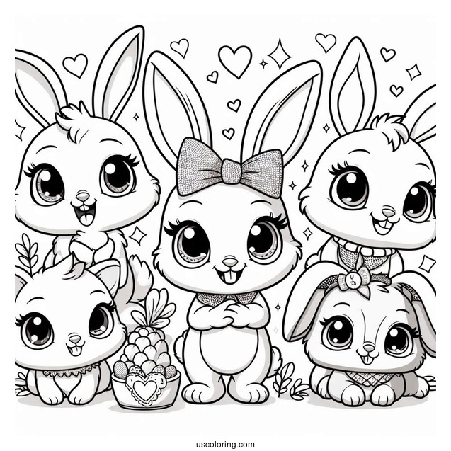 Sunny Bunnies With Hopper, Shiny, Iris, Big Boo, Turbo, And Gray Wolf