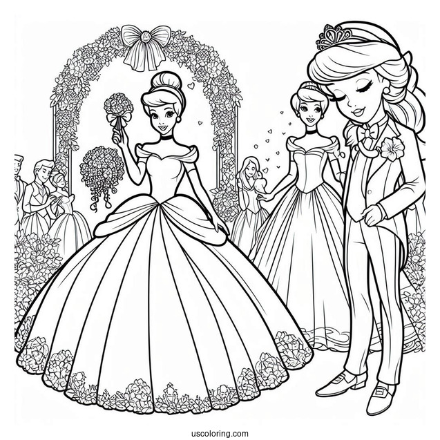 Cinderella Wedding Day Coloring Page