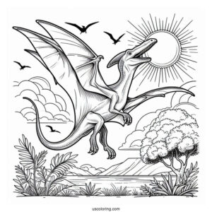 Large Pterodactyl Coloring Page Under The Sun
