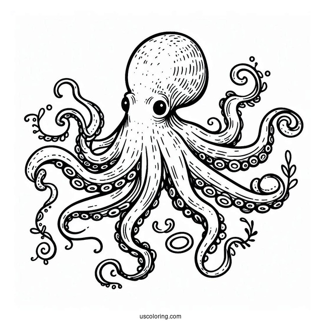 East Pacific Red Octopus Coloring Page