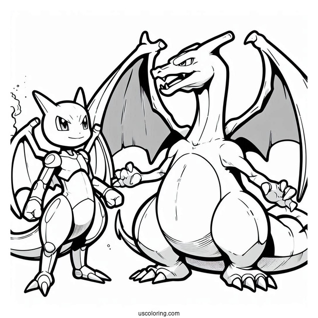 Charizard And Mewtwo Coloring Page