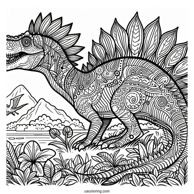 Mega Spinosaurus Coloring Page Outline