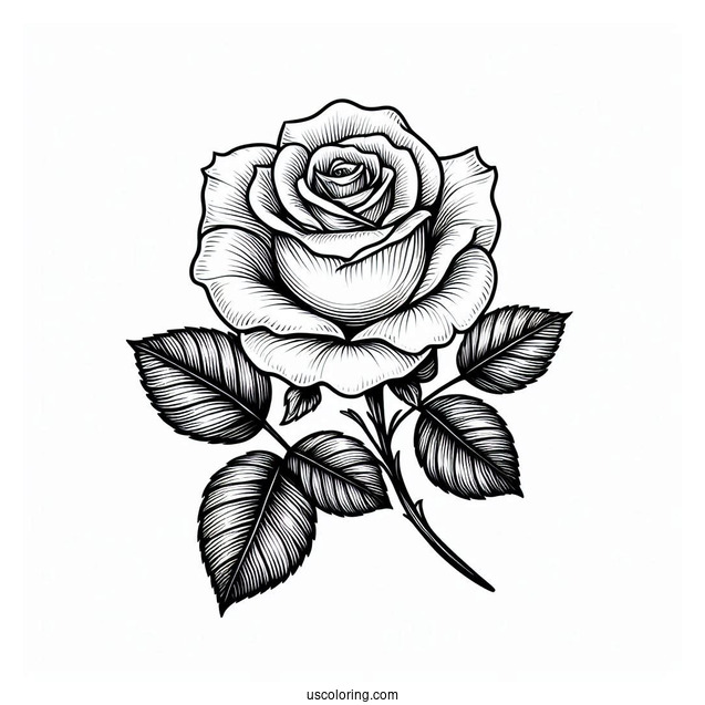 Realistic Rose Coloring Page