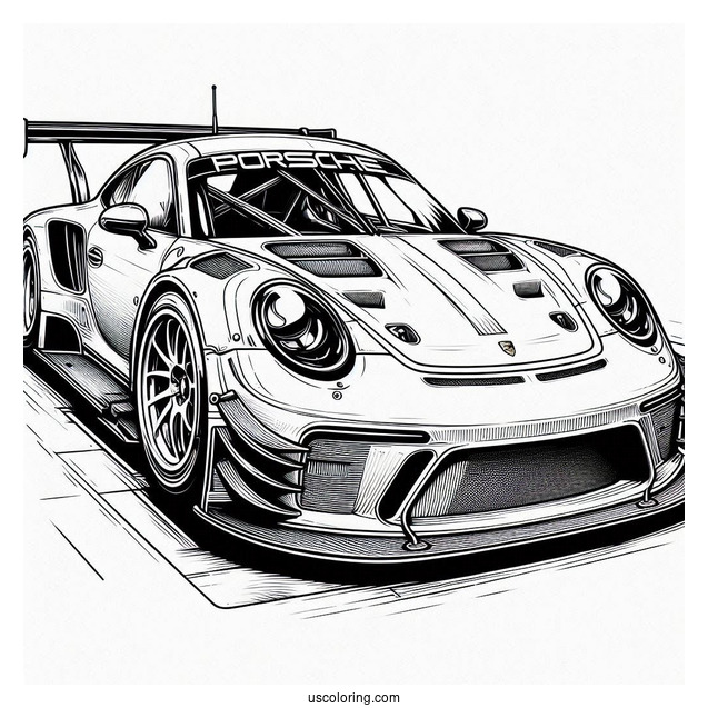 Detailed Porsche Race Car To Color