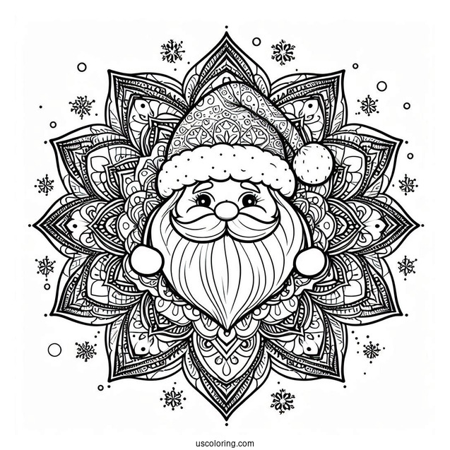 Santa Mandala Coloring Sheet