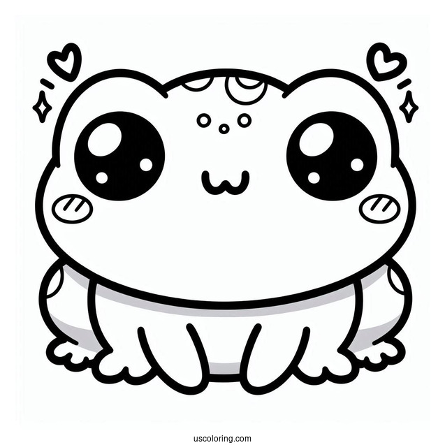 Cute Kawaii Frog Coloring Sheet