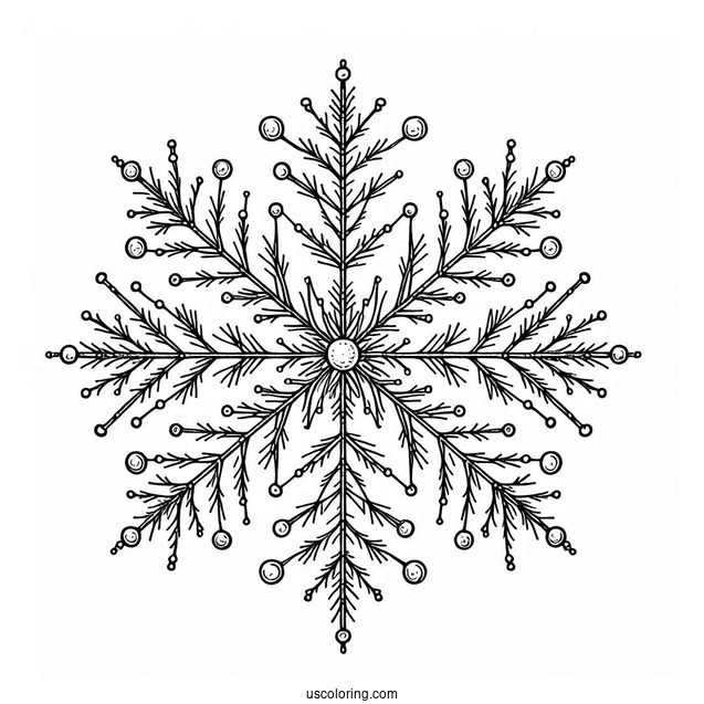 Stellar Dendrite Snowflake Coloring Page Outline