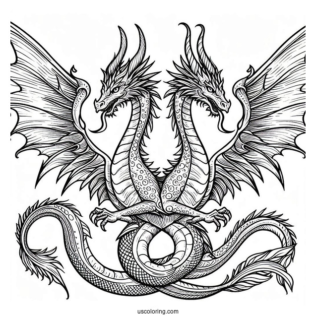 Two Headed Dragon Coloring Sheet