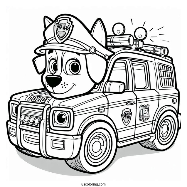 Coloring Page Of Chase In Police Truck