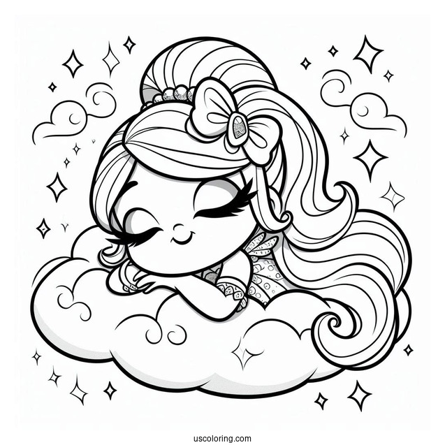 Cute Shimmer And Shine Coloring Page Resting On A Cloud For Preschoolers