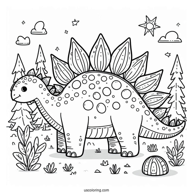 Simple Stegosaurus Coloring Page For Kids