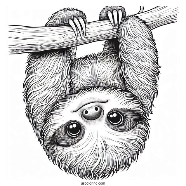 Cute Baby Sloth Hanging Upside Down