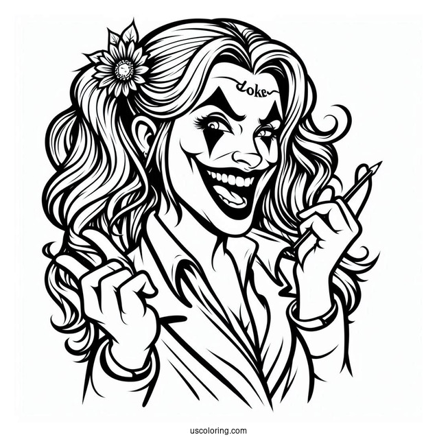 Crazy Joker Mocking Someone Coloring Page