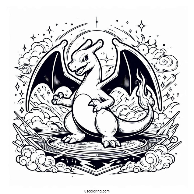 Radiant Charizard Pokemon Card Coloring Page