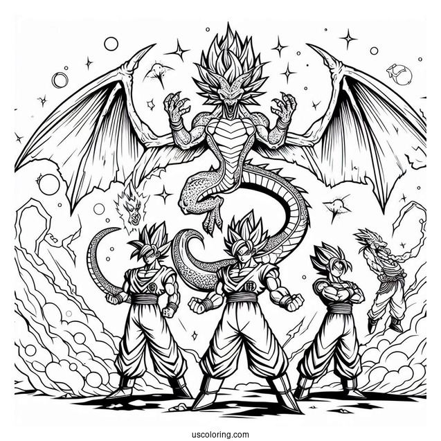 Dragon Ball Z Dragon Team Coloring Page