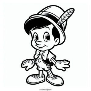 Pinocchio Coloring Page Of Jiminy Cricket Wearing Top Hat For Preschoolers