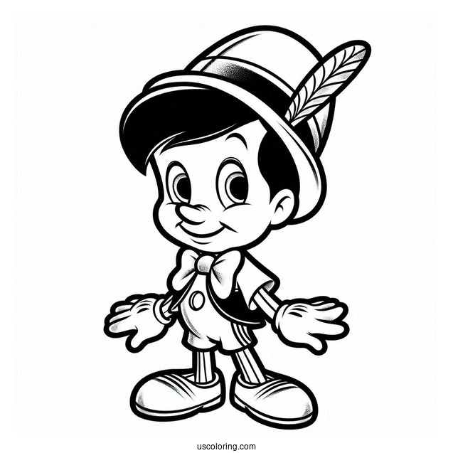 Pinocchio Coloring Page Of Jiminy Cricket Wearing Top Hat For Preschoolers