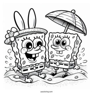 Sandy And SpongeBob Playing Together