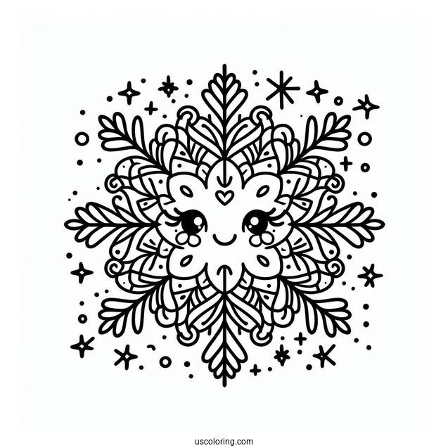 Blushing Snowflake Coloring Page For Kids